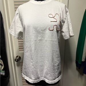 Zara White T-Shirt with Embroidered Design